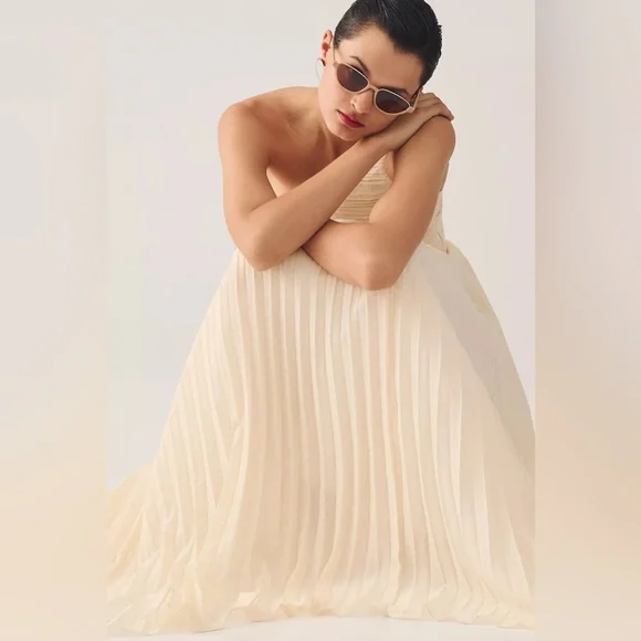 By Anthropologie Forever That Girl One-Shoulder Pleated Dress - Picture 7 of 17